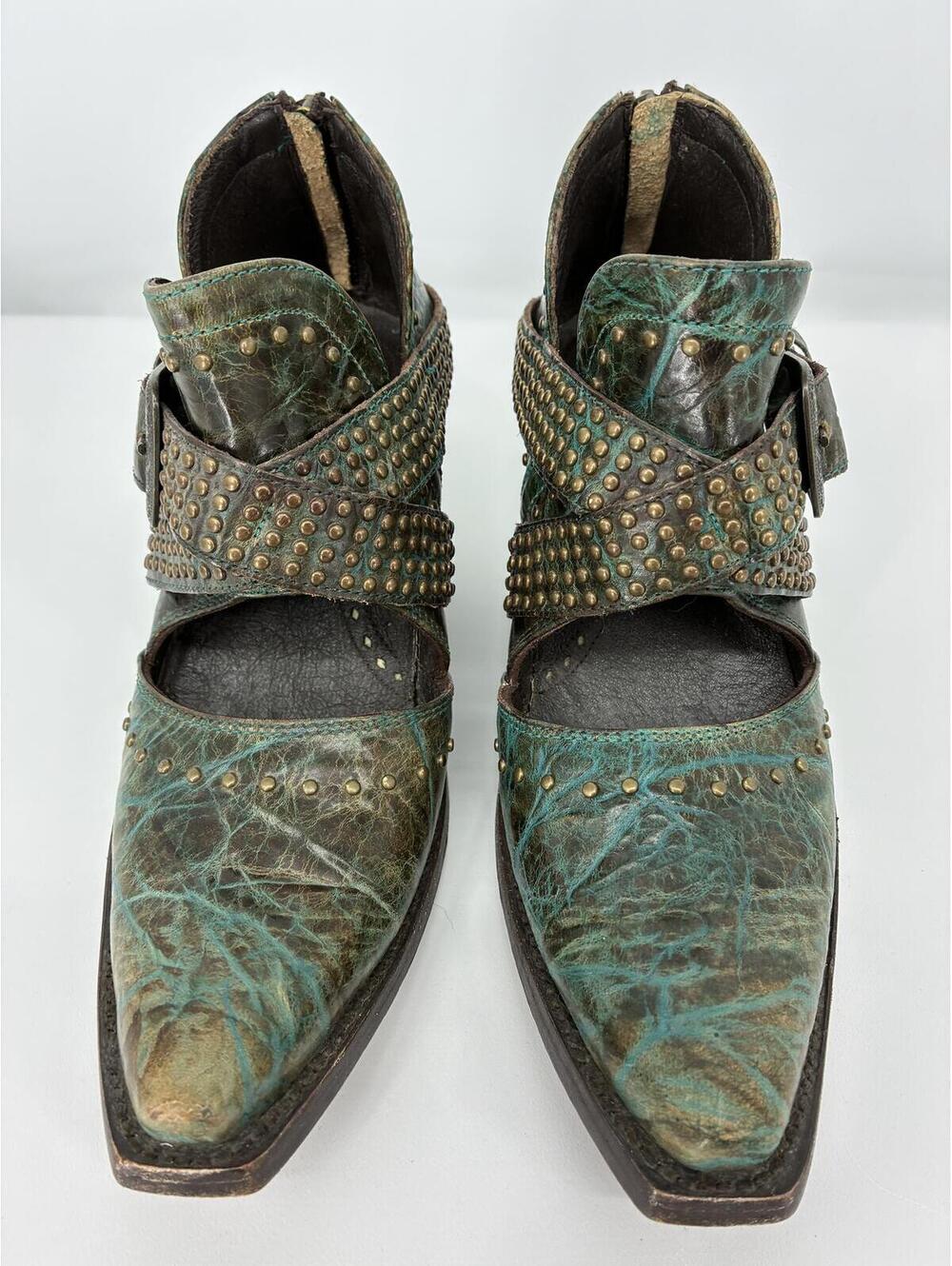 Ariat Dixon Rock 'N Roll distressed leather booties in a Turquoise Topaz - Picture 2 of 8